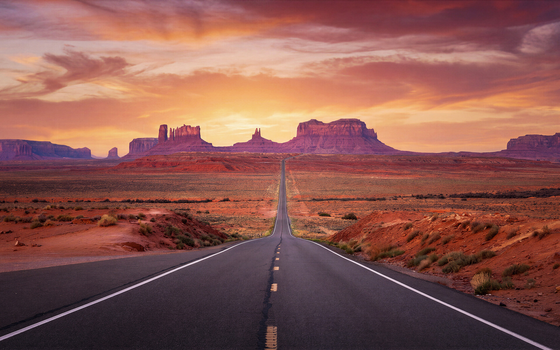 The Road Ahead - the highway into Monument Valley at sunset - SLG Masterworks